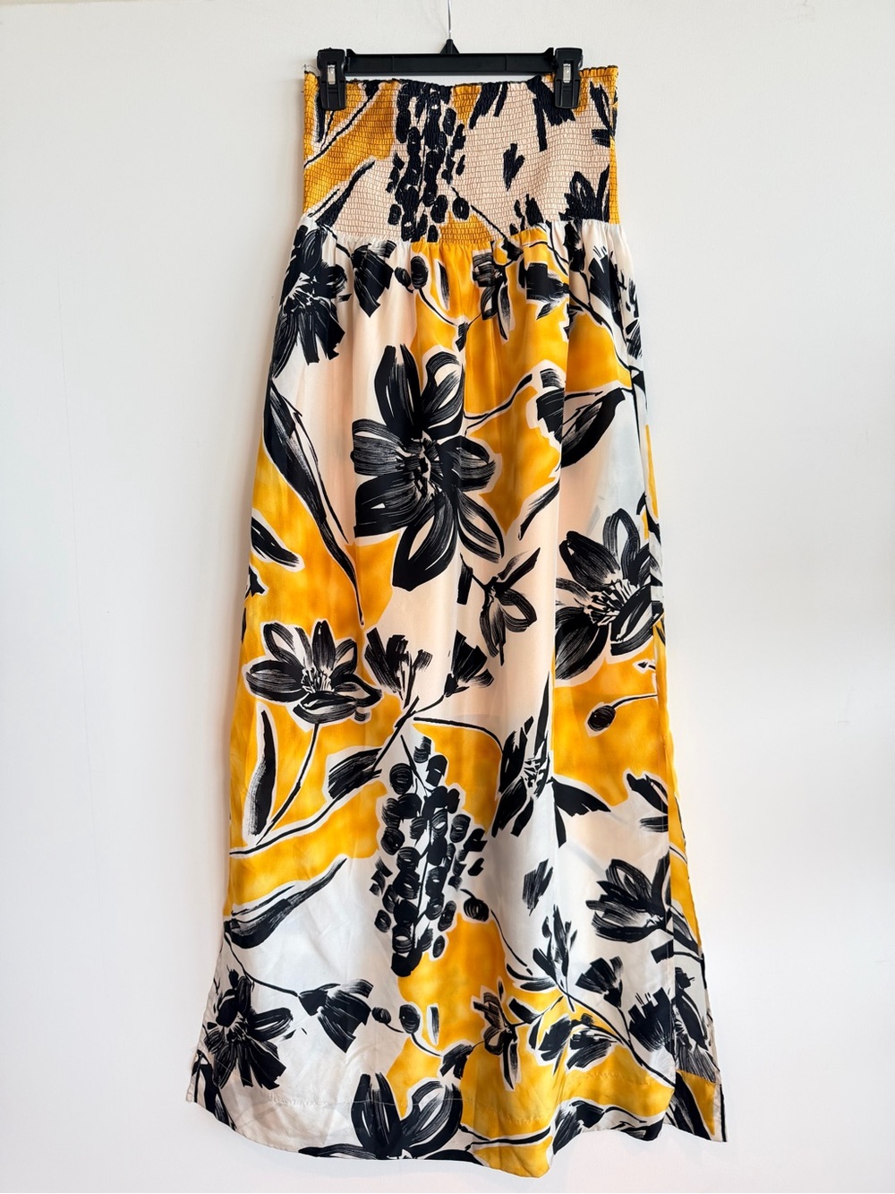 BCBGMAXAZRIA Smocked Strapless Floral Maxi Dress, size S